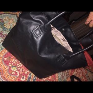 EUC hand bag black faux leather